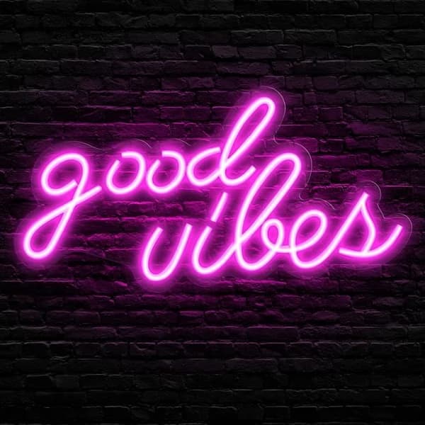 Rosa Good Vibes neonskylt, neonväggdekorskyltar, äkta akryl neonljus för sovrum mm