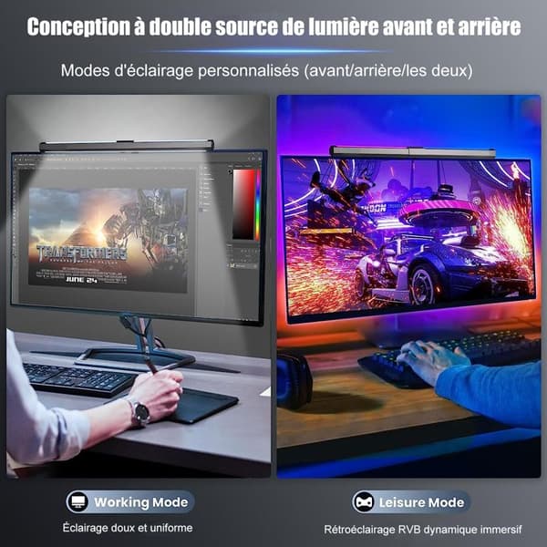 LED PC-skärmlampa USB-datorbordslampa 40CM RGB Light Bar Monitor Dator, justerbart ljus 15 ljusfärger