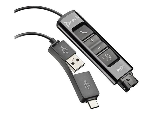 USB-A/C Adapter - Poly - DA75 - Intelligent Headset Recognition - EncorePro Headset