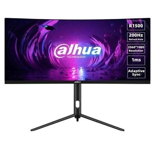 LCD-skärm dhi-lm30-e330ca (30", spel/böjd/21 : 9, panel va, 2560x1080, 21:9, 200hz, 1 ms, vridbar, tilt), Dahua Svart, Röd