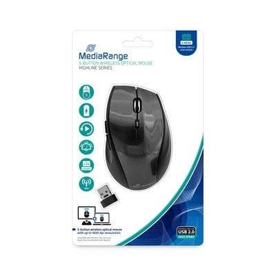Mus usb optisk WRL 5-knapps/svart mros207, Mediarange