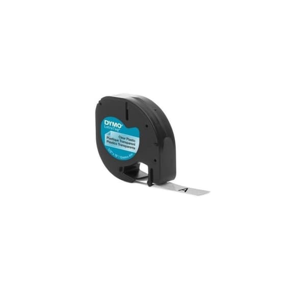 Etiketprintertape DYMO LetraTag Plast 12mmx4m, gennemsigtig