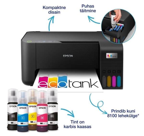 Allt-i-ett bläcktankskrivare EPSON EcoTank L3230, svart