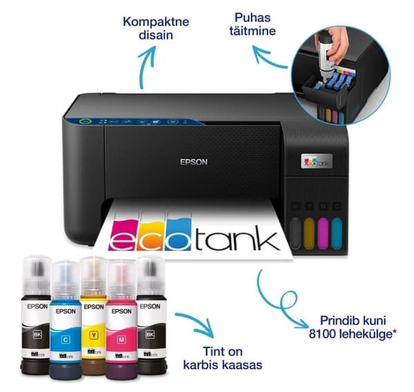 EPSON all-in-one mustesäiliötulostin EcoTank L3271, musta