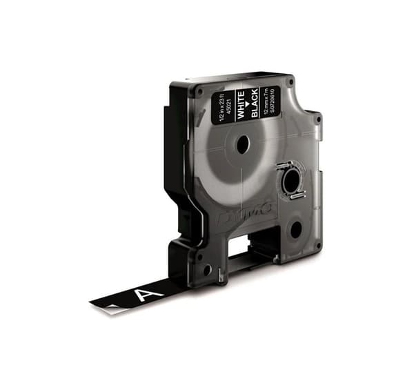 Etikettskrivertape DYMO D1 12mmx7m, hvit/svart