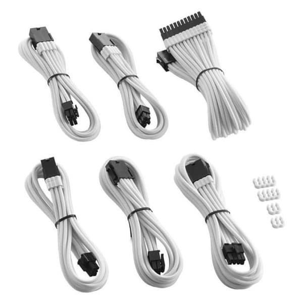 Kabelförlängningssats - CableMod - Classic ModMesh - Vit - 6 kablar - Kabelhantering
