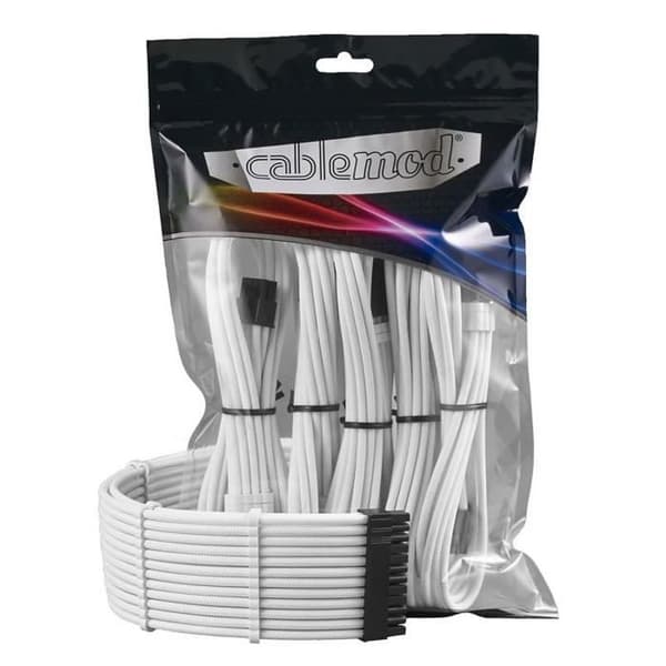 Kabelförlängningssats - CableMod - Classic ModMesh - Vit - 6 kablar - Kabelhantering