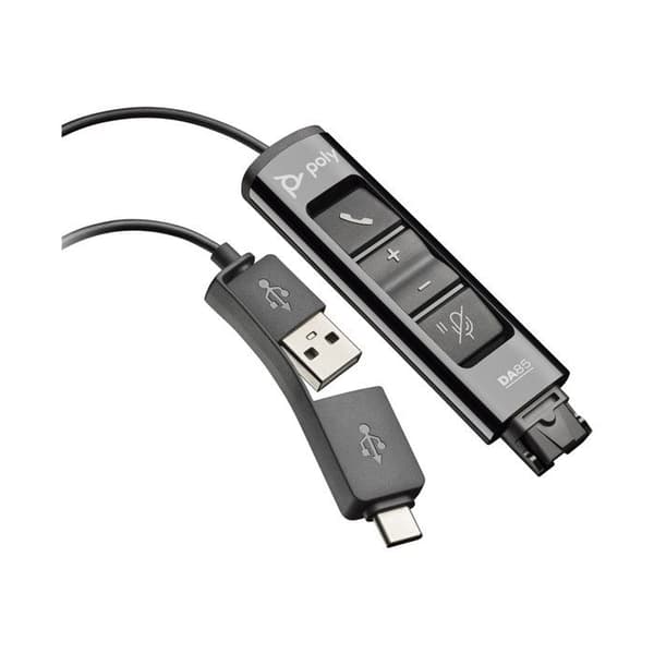 USB-A/C Adapter - Poly - DA75 - Intelligent Headset Recognition - EncorePro Headset