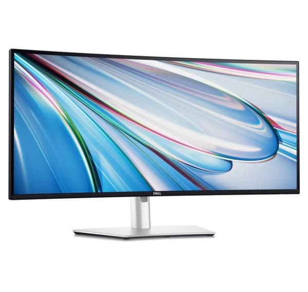 LCD-skærm, Dell, u3425we (34", buet/21 : 9, panel ips, 3440x1440, 21:9, 120 hz, mat, 8 ms, højttalere, drejelig) Sort, Sølv