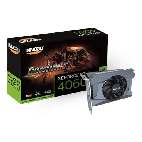 Inno3D GEFORCE RTX 4060 COMPACT - grafikkort - GeForce RTX 4060 - 8 GB Svart