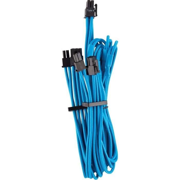PCIe-kabel - CORSAIR - Premium Individual Sleeved - 2 kontakter - Typ 4 - Blå