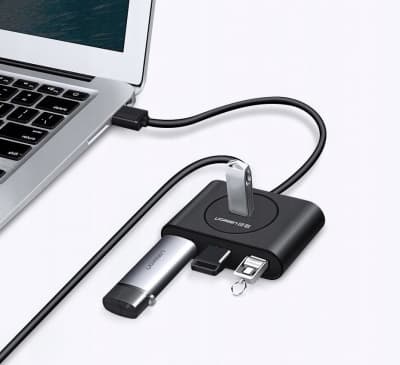 Tillbehör för notebook 20290 (Lack, 4x USB 3.0) Svart, Ugreen