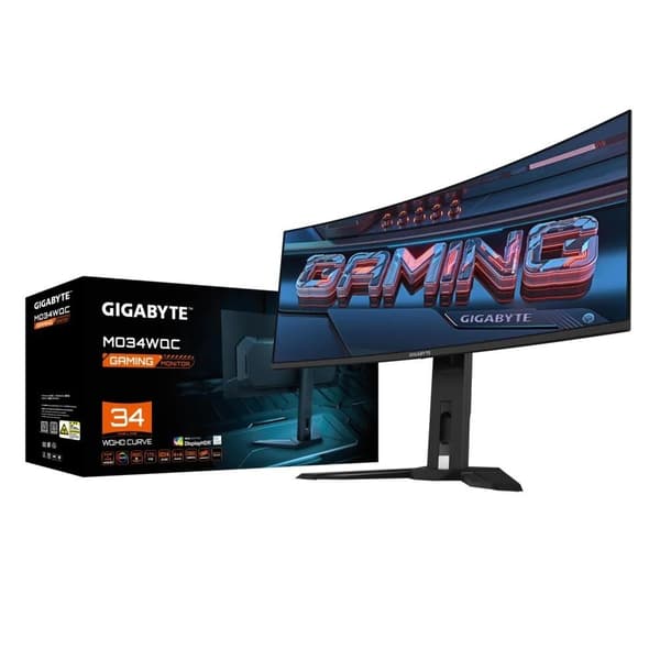 LCD-skärm mo34wqc ek (34", gaming/21 : 9, panel oled, 3440x1440, 21:9, 175 ??, 0,03 ms, högtalare, mo34wqcek), Gigabyte