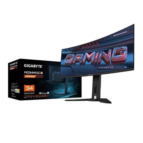 LCD-näyttö mo34wqc2 ek (34", peli/curved/21 : 9, paneeli oled, 3440x1440, 21:9, 0,03 ms, kaiuttimet, mo34wqc2ek), Gigabyte