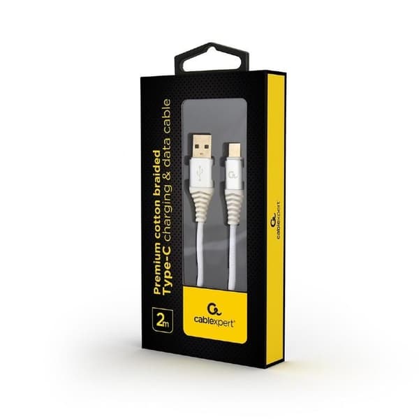 Kaapeli usb-c 2m hopea/valkoinen/cc-usb2b-amcm-2m-bw2, Gembird