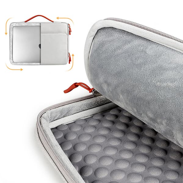 Vattentålig laptopväska i polyester, upp till 15,4" – beige