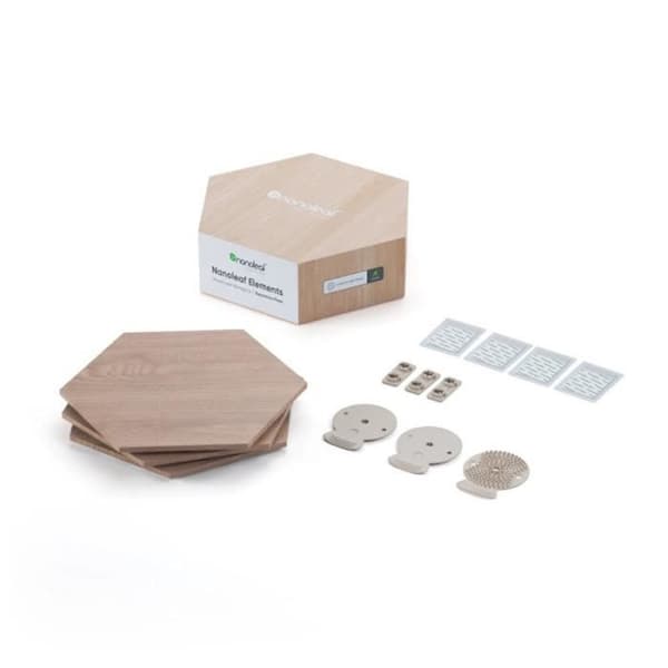 Set med 3 hexagonljus Trä