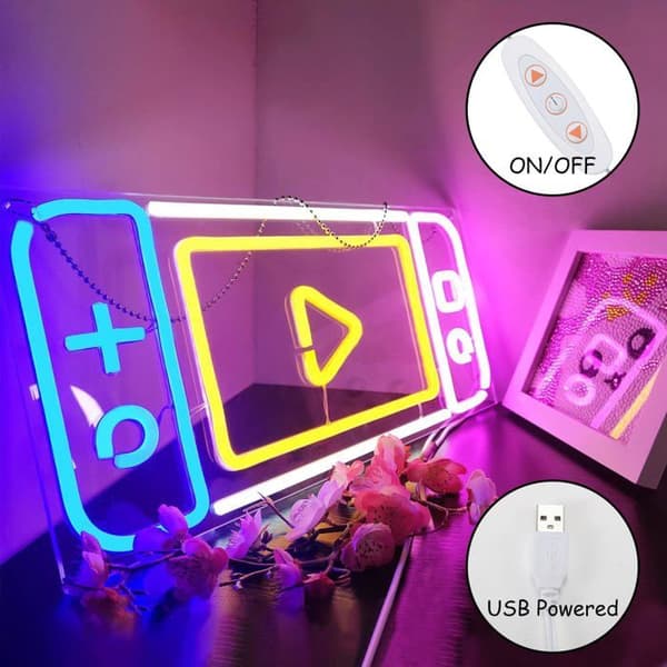 Gamepad-formade LED-neonskyltar - Neonvägglampa Neon Gaming för spelarens sovrum, tonårsrum, dekoration (Gamepad)