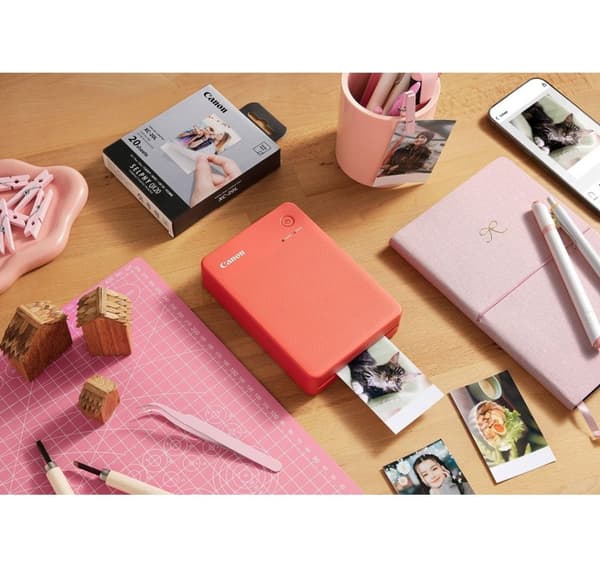 Canon photo printer Selphy Square QX20, terracotta red