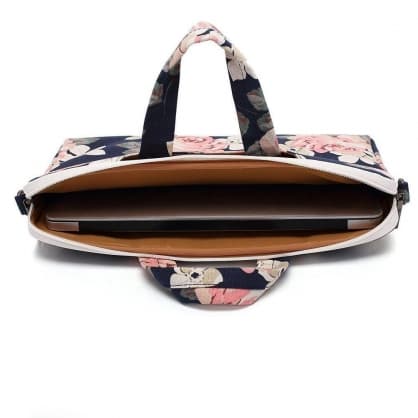 Bag for notebook BRIEFCASE LAPTOP 13-14 NAVY ROSE, CANVASLIFE