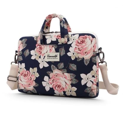 Bag for notebook BRIEFCASE LAPTOP 13-14 NAVY ROSE, CANVASLIFE