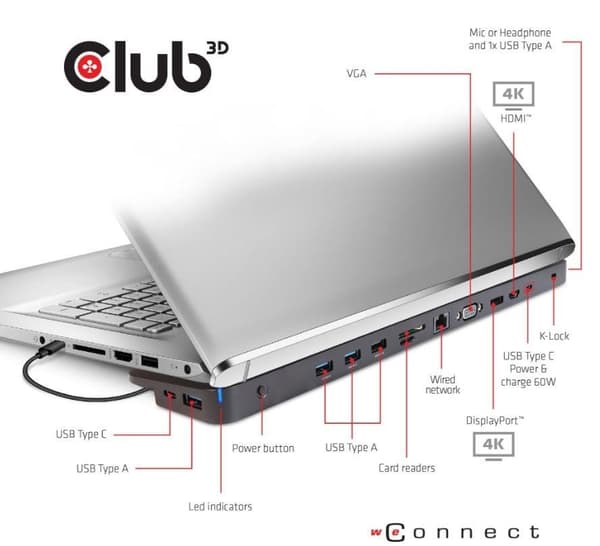 Nb acc dockingstation/usb-c 100w csv-1564w100, Club3d