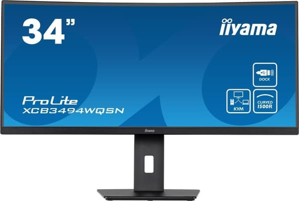 LCD Monitor IIYAMA XCB3494WQSN-B5 (34", Curved/21 : 9, Panel VA, 3440x1440, 21:9, Matte, 0.4 ms, Speakers, Swivel) Svart