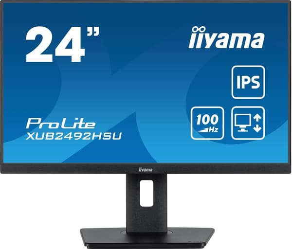 LCD Monitor IIYAMA XUB2492HSU-B6 (24", Panel IPS, 1920x1080, 16:9, Matte, 0.4 ms, Speakers, Swivel, Pivot, Height adjustable) Svart