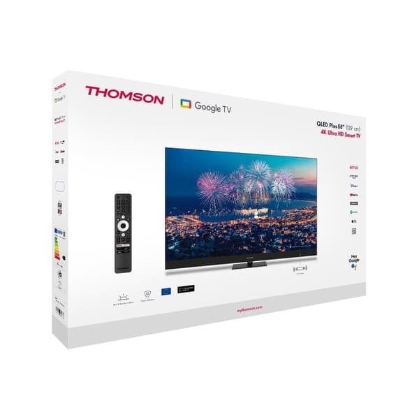 TV 55" (4k/smart, qled, 3840x2160, langaton lähiverkko, bluetooth, google TV, musta, 55qg6c14), Thomson