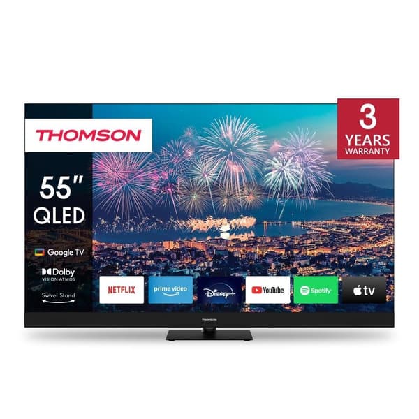 TV 55" (4k/smart, qled, 3840x2160, langaton lähiverkko, bluetooth, google TV, musta, 55qg6c14), Thomson musta