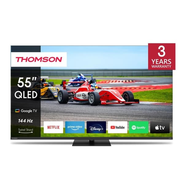 TV set  55" (4k/smart, qled, 3840x2160, wireless lan, bluetooth, google TV, black, 55qg7c14), Thomson