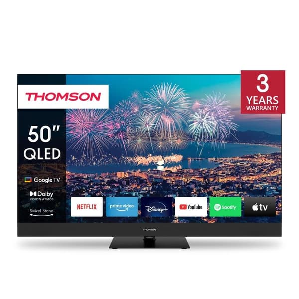 TV set  50" (4k/smart, qled, 3840x2160, wireless lan, bluetooth, google TV, black, 50qg6c14), Thomson