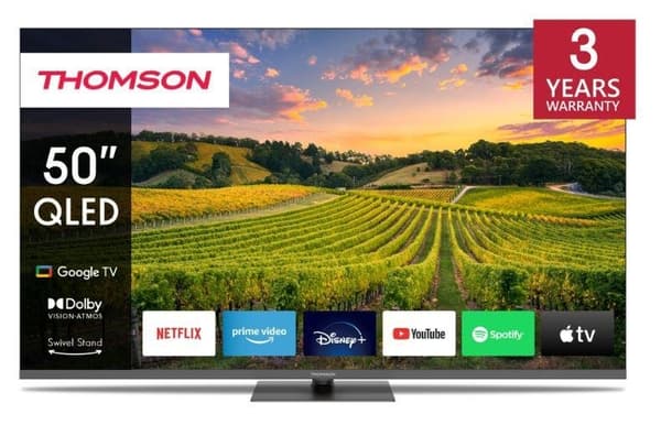 TV set  50" (4k/smart, qled, 3840x2160, bluetooth, google TV, 50qg5c14), Thomson Grå