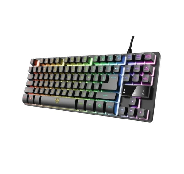 Tastatur usb gxt 833 thado/eng 23698, Trust Sort, Sølv