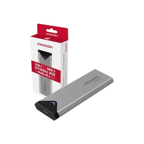 AXAGON EEM2-UG2 - förvaringslåda - M.2 NVMe Card / PCIe (NVMe) - USB 3.2 (Gen 2) Svart, Grå