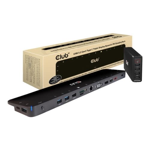 Club 3D - dockningsstation - USB-C 3.2 Gen 1 - VGA, HDMI, DP - 1GbE