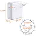 Miniatyrbild 3 av 4: Laddare 61W + USB-C till USB-C-kabel för MacBook PRO 13 MacBook AIR 13 AIR 15 Phonillico®
