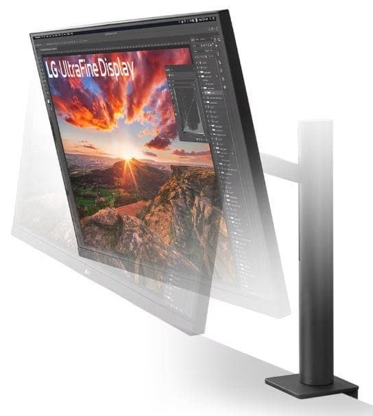 LCD-skærm 31,5" (panel ips, 3840x2160, 16:9, 60hz, 5 ms, højttalere, drejelig, drejelig, højdejusterbar, tilt, farve sort), Lg