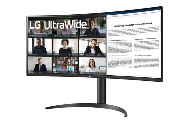 LCD-skærm 34wr55qk-b (34", business/buet/21 : 9, panel va, 3440x1440, 21:9, 100hz, 5 ms, højdejusterbar, tilt), Lg