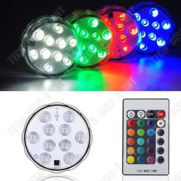 TD® 4-pack 10 LED-ljus dykljus Vattentät IP65 Flerfärgad dekoration Fjärrkontroll Undervatten Färgglad
