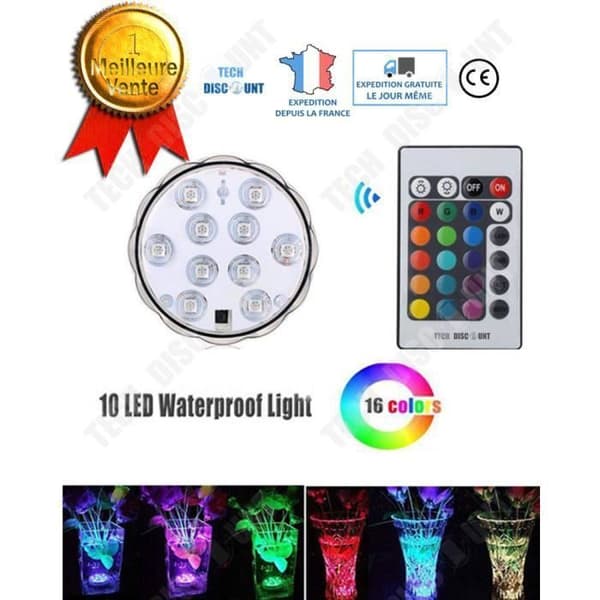 TD® 4-pack 10 LED-ljus dykljus Vattentät IP65 Flerfärgad dekoration Fjärrkontroll Undervatten Färgglad