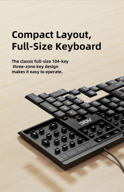 AOC kablet USB-tastatur og mussæt KM160 - Universal til stationære og bærbare computere
