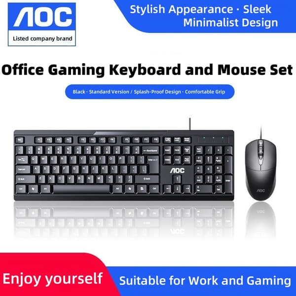 AOC kablet USB-tastatur og mussæt KM160 - Universal til stationære og bærbare computere