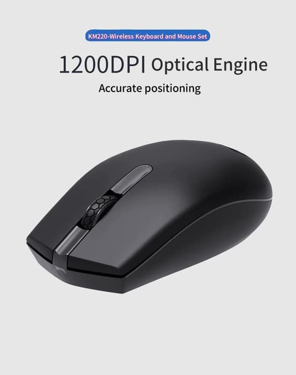 AOC KM220 trådløst tastatur- og musesæt – stænktæt, lasergraveret, lydløse taster, 2.4G trådløs til kontor og spil