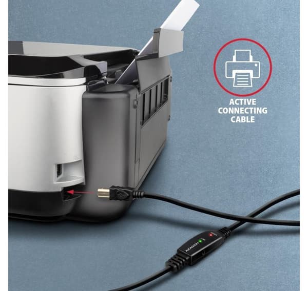 AXAGON, USB Type A - USB Type B, USB-toistinkaapeli, 20 m, ADR-220B