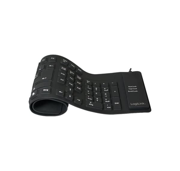 Logilink, Fleksibelt tastatur, Fleksibelt vandtæt tastatur USB + PS/2, ID0019A