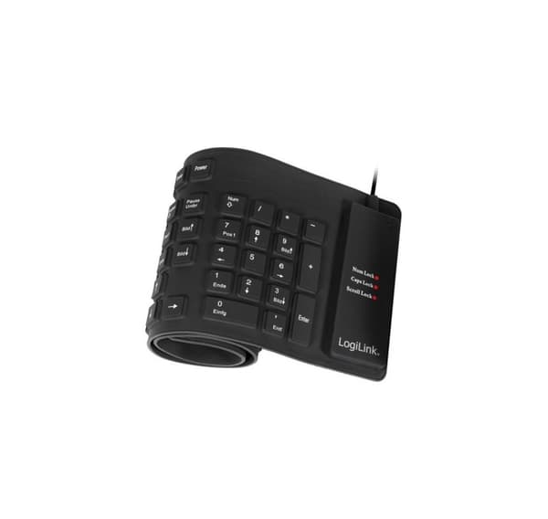 Logilink, Fleksibelt tastatur, Fleksibelt vandtæt tastatur USB + PS/2, ID0019A Sort