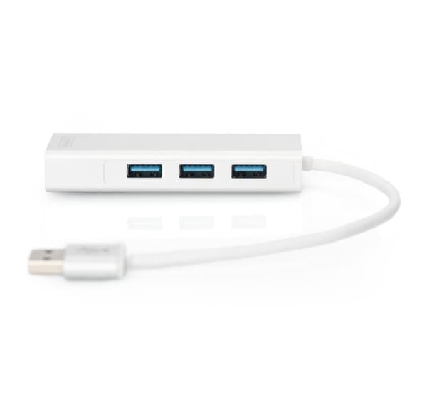 Digitus, USB Hub, 3-ports USB Hub och Gigabit LAN-adapter, DA-70250-1