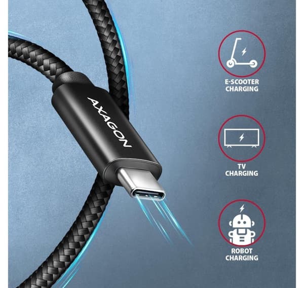 AXAGON, USB Typ C - USB Typ C, Data och laddning USB4 Gen 3x2-kabel, 1 m, BUCM3-CM15AB