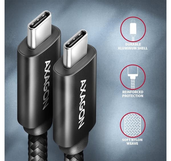 AXAGON, USB Type C - USB Type C, Data ja lataus USB4 Gen 3x2 kaapeli, 1 m, BUCM432-CM10AB